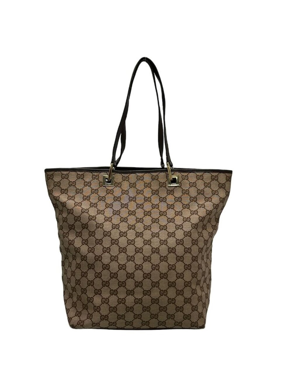 Gucci Tote Bag GG Pattern Brown Dark Leather